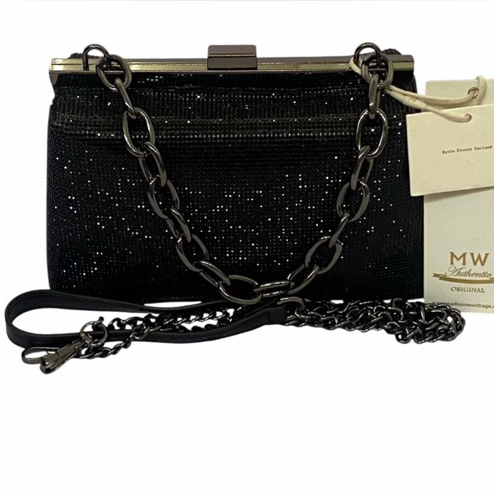Madison West Stella rhinestone chain strap purse